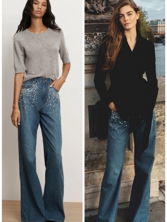 Veronica Beard Denim - NWT Veronica Beard Kasey Crystal Wide-Leg Jean SZ 26